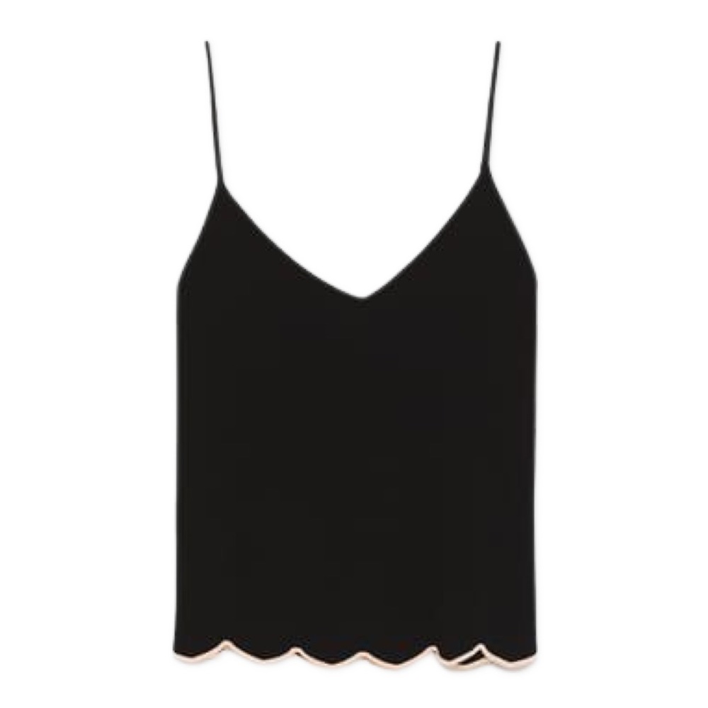 Zara Knit Scalloped Trim Top